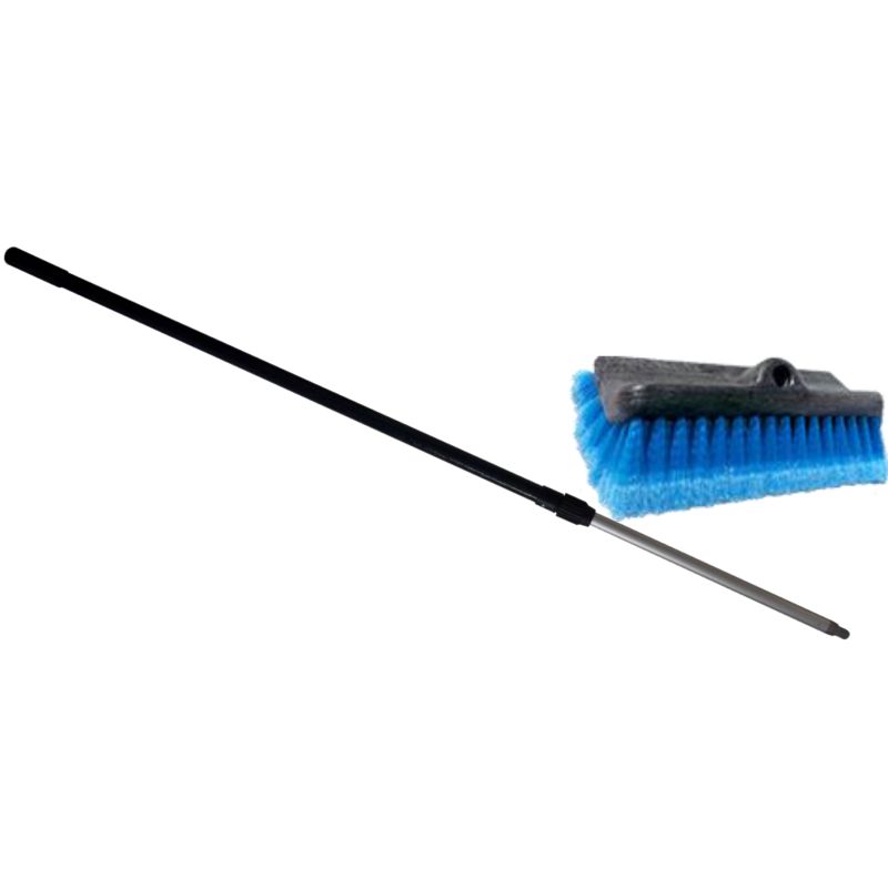 BROSSE BIFACE LAVAGE VEHICULE FIBRES FLEUREES + MANCHE TELESCOPIQUE 2 X 1,20 M